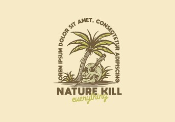 Nature kill everything skull illustration drawing