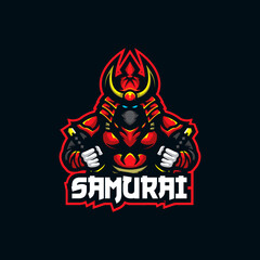 Samurai logo mascot design vector with modern illustration concept style. Samurai illustration for esport team.