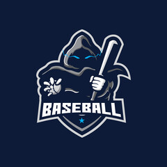 Reaper logo mascot design vector with modern illustration concept style. Reaper baseball illustration.