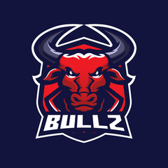 Bull logo mascot design vector with modern illustration concept style. Bull head illustration for esport team.