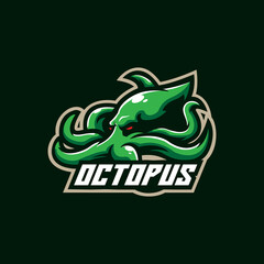 Octopus logo mascot design vector with modern illustration concept style. Octopus illustration for esport team.