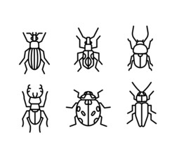 illustration of insects icons outline