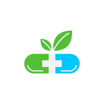 herbal capsule logo template vector icon