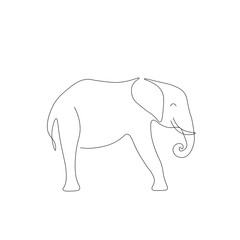 Elephant silhouette line drawing vector illustration