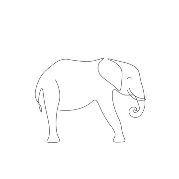 Elephant silhouette line drawing vector illustration