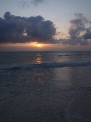 Ocean at dawn. Twilight on the beach 