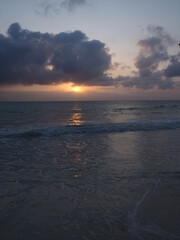 Ocean at dawn. Twilight on the beach 