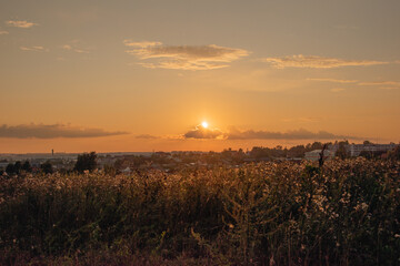 The sun over a small town