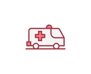 Ambulance flat icon. Thin line signs for design logo, visit card, etc. Single high-quality outline symbol for web design or mobile app. Medical outline pictogram.