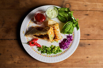 grilled meat with vegetables