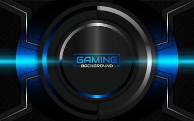 Abstract futuristic geometric black and blue gaming background with modern esport shapes. Vector design template technology concept can use element game banner, sport poster, cyber wallpaper, web © Majri