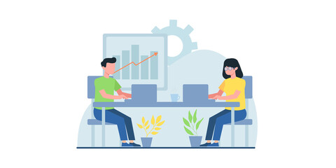 Set of business people concepts. Vector illustrations of task management, business communication, education, crowdfunding, analytics, business app.