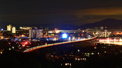 Fototapeta na wymiar 四国香川県坂出市の夜景「瀬戸大橋」