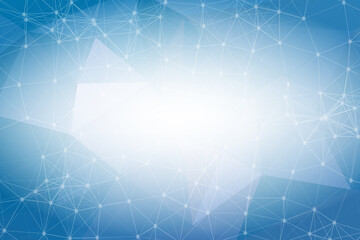 Abstract Blue Polygonal Space Background with Connecting Dots and Lines.  Connection structure and science background. Futuristic HUD design.