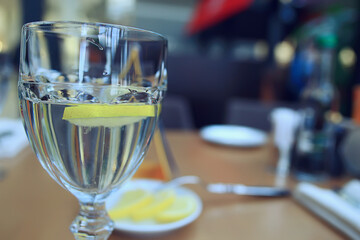 table setting in restaurant dinner abstract view interior hotel