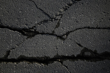 asphalt in cracks texture / abstract background cracks on asphalt road