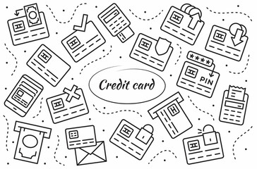 Credit Card Linear Icons Set. Simple Vector Symbols Collection.