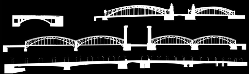 four white bridges silhouettes