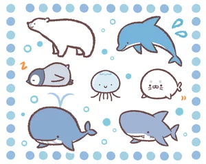 Wall murals Whale 海の生き物セット