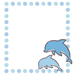 イルカと水玉の囲みフレーム2
