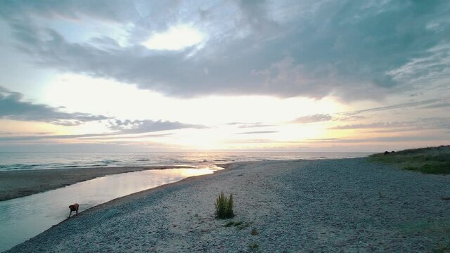 View to the River Uzava (Užava) Flowing Into the Baltic Sea on a Summer Evening in Uzava in Latvia