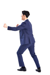 흰 배경 위의 성공한 20대 남자 비즈니스맨 