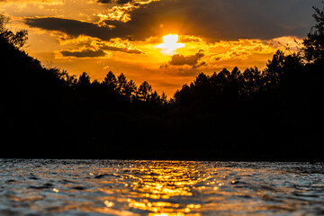 beautiful summer sunset over the river
