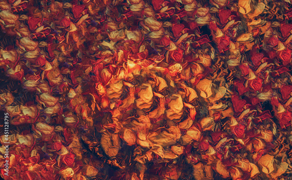 Poster decorative background with rose pattern. painting effect.