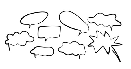 doodle speech bubbles, chat balloons variety forms
