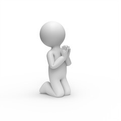 3d man is praying on his knees .