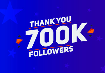 700k followers thank you colorful celebration template. social media followers achievement congratulation
