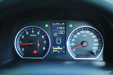 Car control panel. Front view