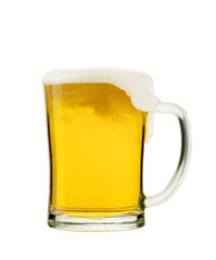 Glass of fresh beer isolated on white background with clipping path