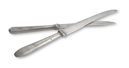 Steel metal table knife isolated over white background