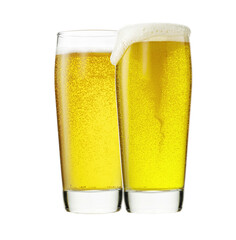 Glass of fresh beer isolated on white background with clipping path