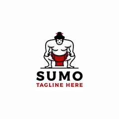 Sumo wrestler Logo. Fat, overweight man. Japanese Traditional sport logo design inspiration