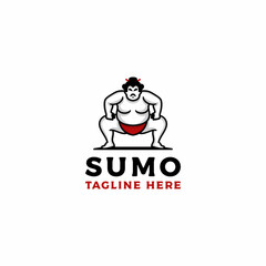 Sumo wrestler Logo. Fat, overweight man. Japanese Traditional sport logo design inspiration