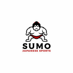 Sumo wrestler Logo. Fat, overweight man. Japanese Traditional sport logo design inspiration