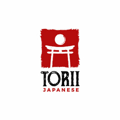 Torii gate logo design. Japanese traditional gate logo design vector. Japan logo design