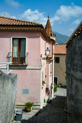 A street in the historic center of Maratea, a medieval town in the Basilicata region, Italy.