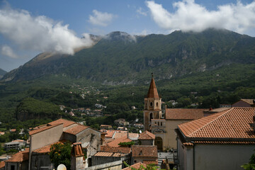 Fototapeta na wymiar Panoramic view of Maratea, a old town in the Basilicata region, Italy.