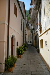 Fototapeta na wymiar A street in the historic center of Maratea, a medieval town in the Basilicata region, Italy.