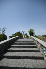 The staircase leading to the church dedicated to Jesus Christ in Maratea, a medieval village in the Basilicata region, Italy.