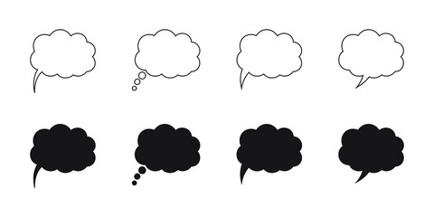Speech or think bubble, empty communication cloud. Vector design element.