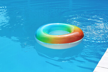 Inflatable ring in swimming pool