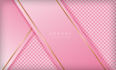 Pink luxury background with golden lines and geometric pattern. Modern cover design