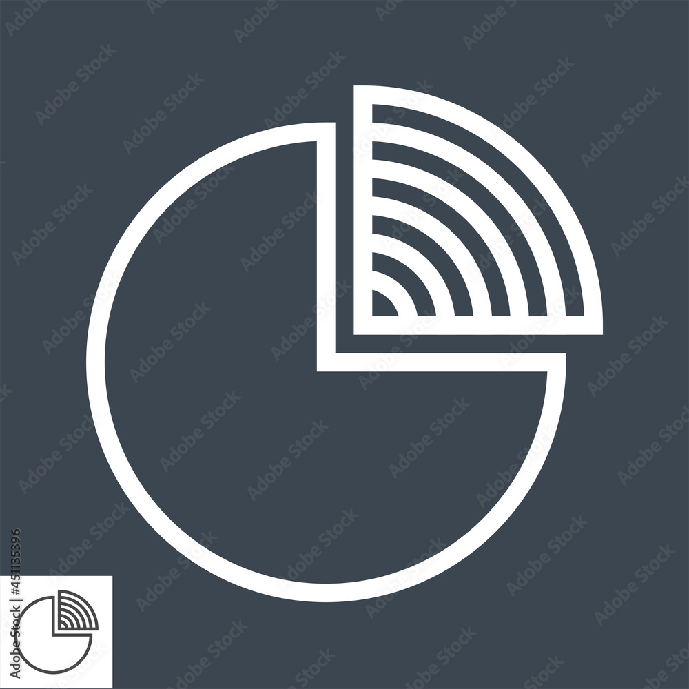 Wall mural pie chart related vector line icon. isolated on black background. editable stroke.