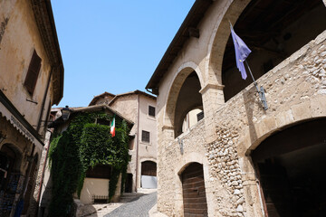 alley of the loggia dei mercanti in the medieval town of sermoneta