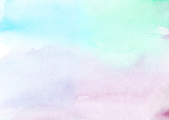 Multicolor Watercolor abstract background. Background of delicate blue, green, pink tones. Universal abstract artistic frame, place for text or logo.