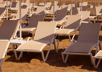 empty sunbeds on the swim Turkey